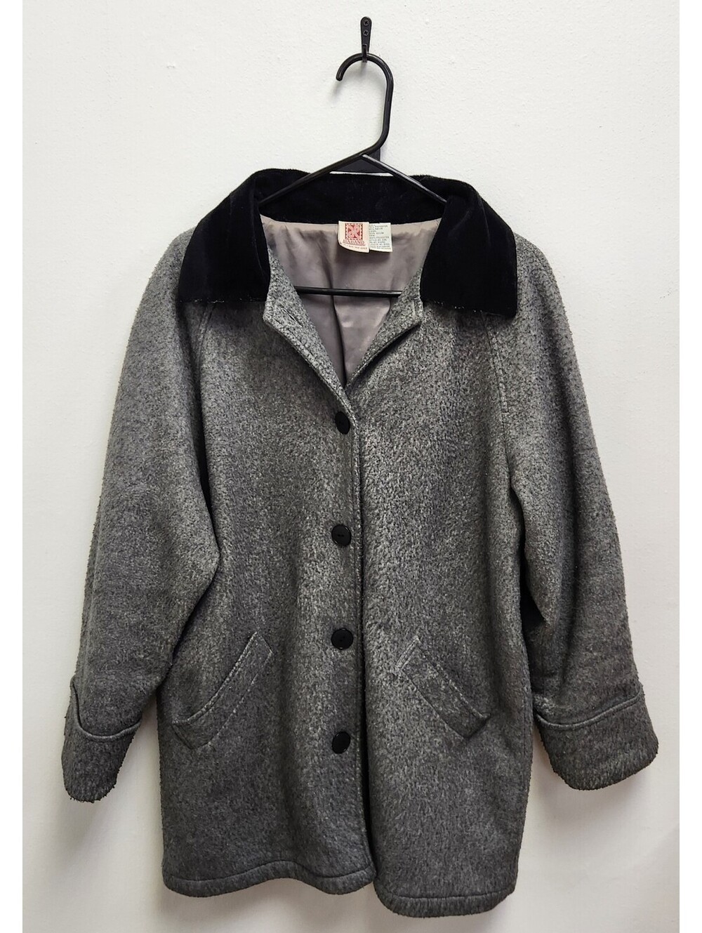 Vintage Haband Gray Car Coat Men's XL Mid-Century Style Polyester Rayon Blend